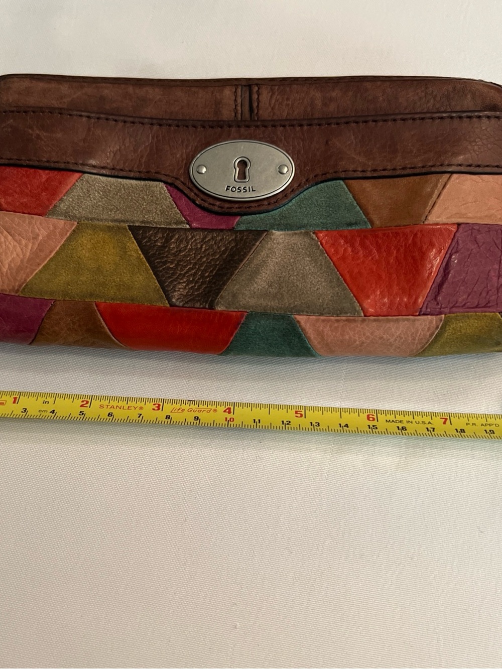 Fossil Multicolor Patchwork Leather Satchel - Brown Multi - Picture 13 of 15
